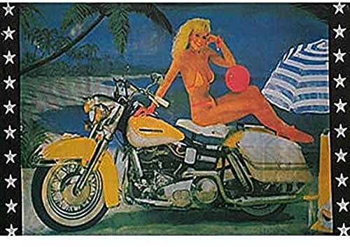 AZ FLAG - Flagge Mädchen Mit Motorrad - 150x90 cm - Motorrad Fahne 100% Polyester mit Messing-Ösen - 110g