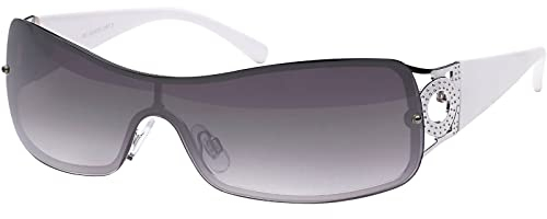 Sonnenbrille Monoscheiben Brille Damen Herren Sonnenbrillen Retro B551 Weiß