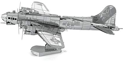 Fascinations MMS091 Metal Earth Metallbausätze - Bomber Boeing B-17 Flying Fortress, lasergeschnittener 3D-Konstruktionsbausatz, 3D Metall Puzzle, DIY Modellbausatz mit 2 Metallplatinen, ab 14 Jahre