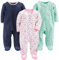 Simple Joys by Carter's Baby Mädchen 3-Pack Sleep and Play Schlafanzug, Marineblau Punkte/Minzgrün Floral/Weiß Blumen, Frühchen (3er Pack)