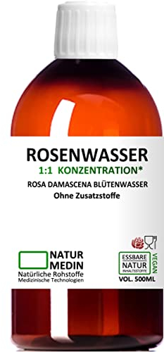 500-ml ROSENWASSER HYPOALLERGEN Essbares Gesichtswasser 100% naturrein NATURMEDIN®