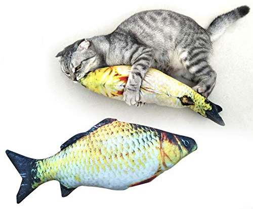 Egurs Interactive Katzenspielzeug Fisch Katzenspielzeug Katzenspielzeug Nachfüllbares Fischspielzeug für Katzen zum Spielen M = 40cm