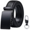flintronic Men’s Leather Belt, Automatic Buckle Leather Ratchet Belt 3.5cm * 125cm (Keychain & Gift Box Include)