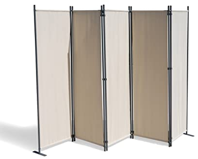 GRASEKAMP Qualität seit 1972 Paravent 5 teilig Beige 268 x 167 cm Raumteiler Trennwand Sichtschutz