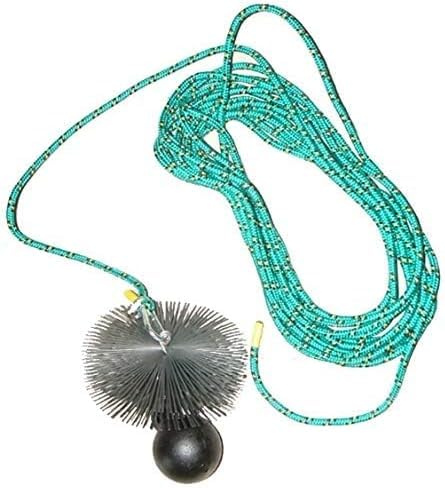 rg-vertrieb Kaminbesen Schornsteinbesen Kehrbesen Zugbesen Rußbesen aus Federstahl + Zugseil PP-Seil + Zuggewicht 2,5kg Set Größe wählbar (Besen 18cm, Zugseil 12m)