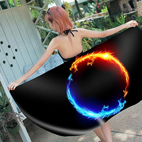 Stillshine. Große Strandtuch Badetuch Schnelltrocknende saugfähige Mikrofaser XL XXL, 3D Cool Yin Yang Flame Dragon Thema Handtuch Kinder Junge Erwachsene Männer Decke Rot Blau (Farbe1,100x200 cm)