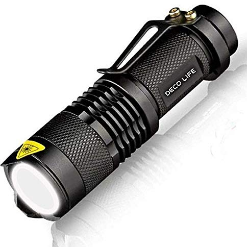 Deco Life® LED Flash Light Pocket Torch Portable & Powerful Mini Tactical Flashlight Torch Super Bright High Powered Small Torch for Camping, Fishing, Walking etc - Only 1xAA Battery Required