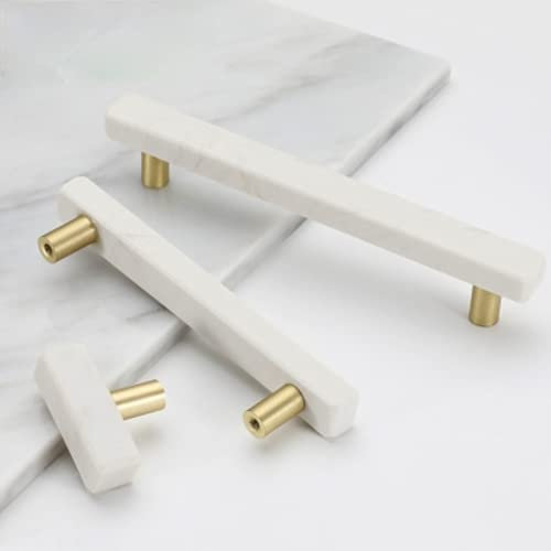 Marble Door Handles and Knobs for Furniture Zinc Alloy Cabinet Kitchen Cupboard Dresser Handles Drawer Pulls Stone Rock Beige,White 128m