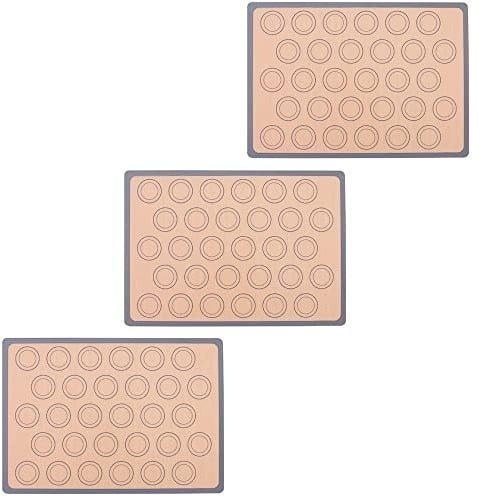CENPEK 3pcs Silicone Baking Mats Macaron Cookie Sheet, Non Stick Oven Tray Liners for Macaroons/Cake/Pizza/Bread Making, 42x29.5cm