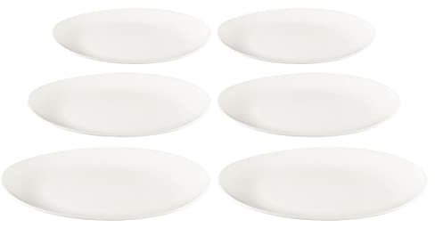 Buchensee Servierteller, Speiseteller Set für 6 Personen, weiß, Fine Bone China Porzellan, oval