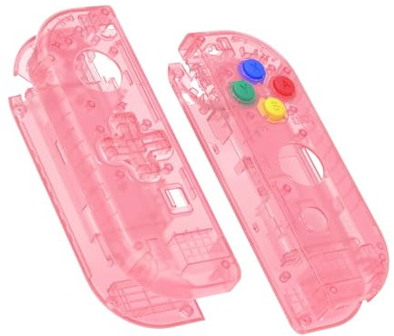 eXtremeRate Cover Custodia Tasti Pulsanti Case Shell Ricambio per Nintendo Switch/OLED Joycon Controller con Cacciaviti,D-Pad Versione,Non Include Joycon-Trasparente Ciliegia Rosa
