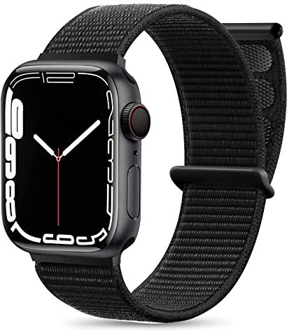 Maledan Nylon Armband Kompatibel mit Apple Watch Armband 44mm 38mm 42mm 40mm 41mm 45mm 46mm 49mm, Verstellbare Sport Armband Kompatibel mit iWatch Series 10 9 8 7 6 5 4 SE, 42mm/44mm/45mm/49mm,Schwarz
