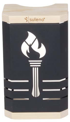 SULENO - Sauna Leuchte KJELL, Saunalampe, Saunaleuchte, Saunazubehör, modern, hitzebeständig, Sauna Blendschirm mit Fassung (Schwarz, mit Anschlusskabel)