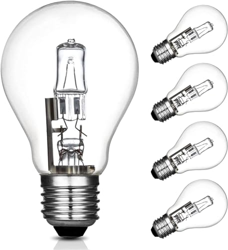 Belns Melns E27 Halogen Light Bulb Dimmable 42W, Edison Screw Cap, 2700K Warm White 624LM 220-240V, Energy Saving Light Bulbs, Pack of 5
