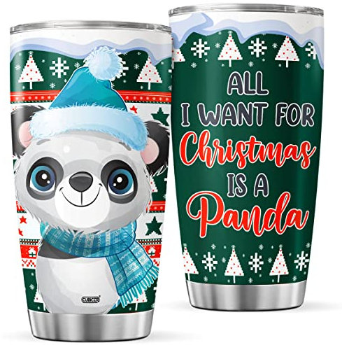 CUBICER Vaso de panda con tapa para amantes de los osos, mujeres, niñas, adolescentes, niños, lindos vasos de acero inoxidable, vasos aislados de 20 onzas, tazas de café de viaje, vaso para beber en