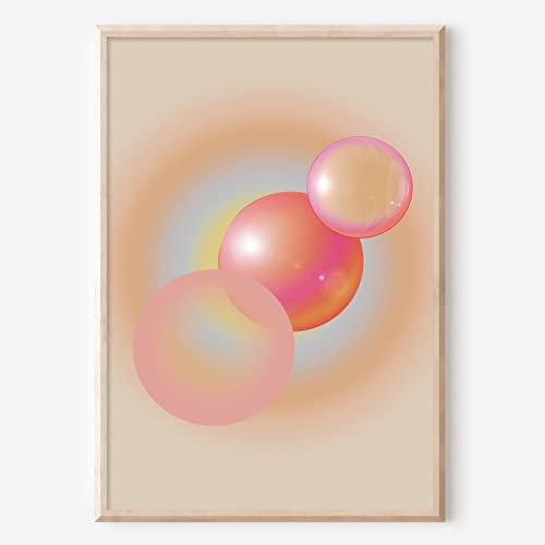 Aura LeinwandWandkunst Mind Body Soul Druck Engel Zahl Bilder Engel Energie Poster Ästhetisch Abstrakt Pastellmalerei Aura Kunstwerk Bunt Orange Blau Rot Wandkunst Farbverlauf Dekor 40,6 x 61 cm