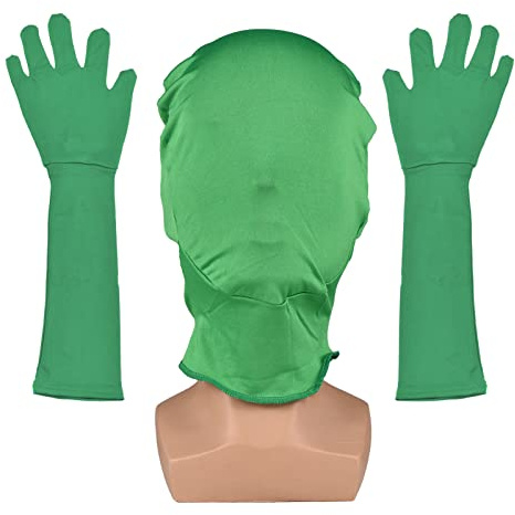 Andoer Green Chroma Key Mask Handschuhe Chromakey Hood Glove Unsichtbare Effects Background Chroma Keying Grüne Handschuhe Maske für Foto Video Fotografie