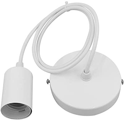 Metal E27 Screw Lamp Holder Ceiling Pendant Light Fitting 1M Cable, Dining Room Pendant Light Holder Industrial Style(White)