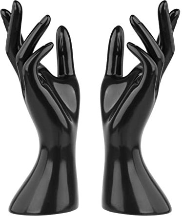 perfk 2 Pcs PréSentoirs à Bijoux, Support D'Affichage De Bijoux De Main, Mannequin Main Bijoux PréSentoir Porte-Anneau Collier Tour Pour Bracelet DéCor à La Maison Comptoir Magasins - Noir
