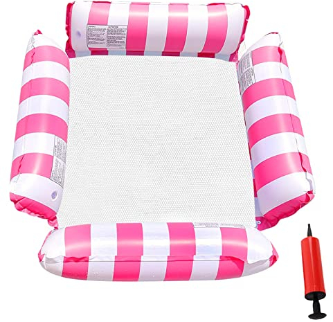 Ruikdly Luftmatratze Pool Luftmatratze Wasser Wasserhängematte Aufblasbare Hängematte Pool Schwebende Luftmatratze mit Luftpumpe Schwimmmatte für Erwachsene und Kinder Pool Zubehör (Rose)