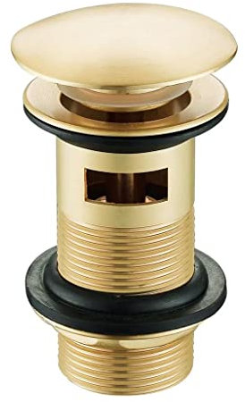 Nes Home Push Button Slotted Basin Waste Brushed Brass
