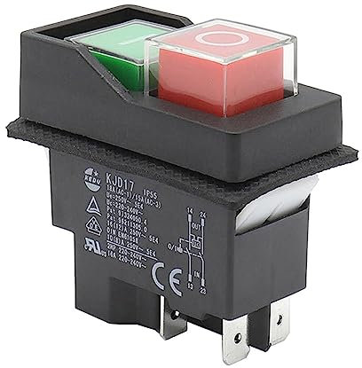 KJD17 Interrupteur Électromagnétique KEDU Interrupteur à Bouton-Poussoir Étanche Mécanique de Jardin 4 Broches 16A