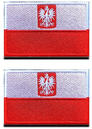 2 St. Polen Adler Flagge Patch - Taktisch Polieren Nationales Armee Emblem, Bestickter Aufnäher mit Verschluss, Militär Bänder Patch für Rucksäcke Kleidung Taschen Uniform Weste Jersey