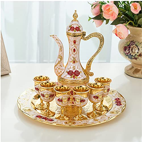 BODHIS Ensemble de vin en métal Plateau à Liqueur Cadeau Ensemble de vin Russe Haut de Gamme Style européen Antique Zinc vin cruche Verre à vin (D)