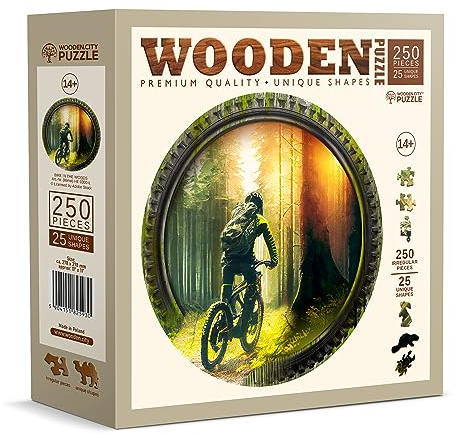 Wooden.City Holzpuzzles Fahrrad im Wald 250 Teile - Lebendige Holzpuzzles für Erwachsene - Herausfordernde Holzschnittpuzzles - Tierförmige Puzzles - Einzigartige Mosaik-Holzpuzzle für Erwachsene