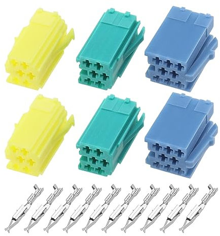 EMSea 2 Sets Car Radio Mini ISO Connector Housing with Pins for CD Changer Line In - Aux DAB Mini ISO Terminal Block Socket Connector Repair Kit