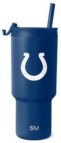 Simple Modern Offiziell lizenzierter NFL Indianapolis Colts Trinkbecher mit Klappdeckel und Strohhalmen, isolierter Becher, Edelstahl, Geschenke für Männer und Frauen, Trek-Kollektion, Indianapolis