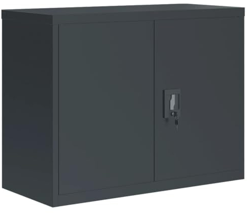 vidaXL Aktenschrank, Büroschrank mit Einlegeboden, Abschließbar Metallschrank Schrank mit Türen, Aufbewahrungsschrank Büromöbel, Anthrazit Stahl