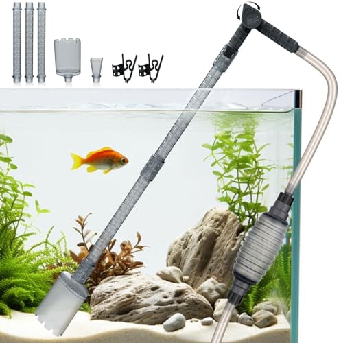 AQQA Aquarium Gravel Cleaner, Fish Tank Gravel Cleaner, 3-in-1 Aquarium Siphon Vacuum Cleaner with Adjustable Water Flow, for Water Cleaning,Change water,Wash Sand