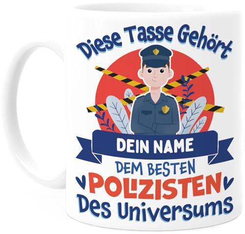 Tassenliebling® Polizei Tasse personalisiert - Bester Polizist des Universums - Beidseitiger Druck - Polizei Geschenke zur Beförderung Vereidigung - Polizeitasse