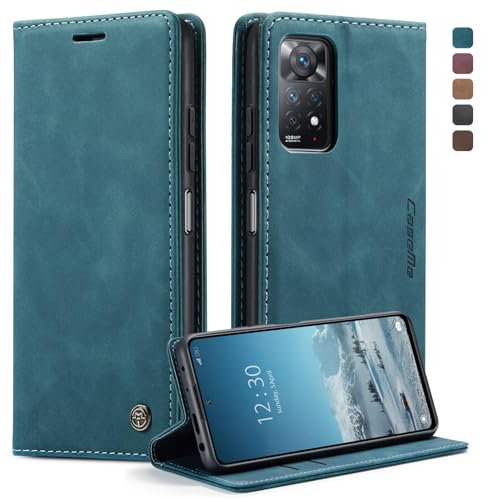 Cover per Xiaomi Redmi Note 11 Pro 5G/4G, Custodia Cover Pelle Premium Portafoglio con Porta Carte Magnetica Supporto Protezione Flip Case Custodia Cover per Xiaomi Redmi Note 11 Pro 5G/4G,Blu-verde