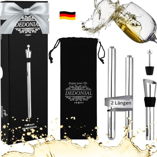 Weinkühlstab Set mit Edelstahl Ausgießer I 6-in-1 Profi Weinkühler Stab I Weinzubehör Flaschenkühler Set für Weißwein, Rose & Rotwein I Geschenkset für Männer und Frauen