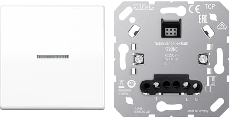 Jung Home Tastdimmer 1723NE Nebenstelle 3-Draht + BTAS17101WW Taster Wippe 1-fach Alpinweiß Serie AS