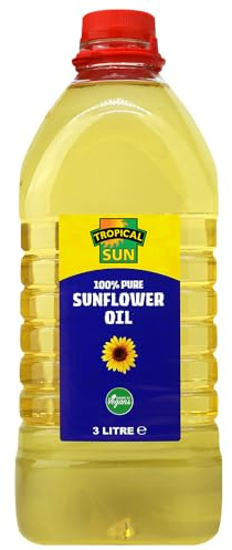 Tropical Sun 100% Pure Sunflower Oil 3L Ideal for Cooking, Baking, Frying, Sauces & Salads Premium Quality Cooking Oil for Everyday Use Vegan, Non-GMO, Versatile Oil