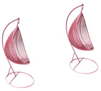 BESPORTBLE 2 Pcs Dollhouse Swing Toy for Egg Decorations Pink Teardrop Hanging Swing Miniature Swing Chair Playsets Furniture Tiny Egg Chair Balcony Swing Toys Iron Office Desktop Crafts