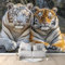 Fototapete Tierischer bengalischer Tiger -Wanddeko, Wandbild, Wandtapete - Hochwertige Wanddekoration - 400 x 280 cm Vlies Tapete Wohnzimmer Schlafzimmer
