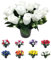Rose Artificial Flowers in Grave Flower Pots – Realistic UV Resistant & Long-Lasting Design for Cemetery Decorations, Grave Displays, Funerals, Memorial Tributes, Home & Garden Arrangements (White)