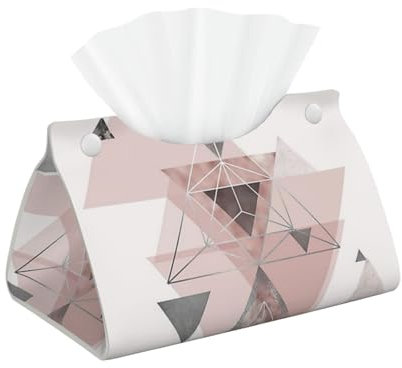 Lange Taschentuchbox-Abdeckung, Taschentuchbox-Halter, Taschentuchspender, Taschentuchhalter für Zuhause,Abstraktes Geo in Rouge Pink und Grau