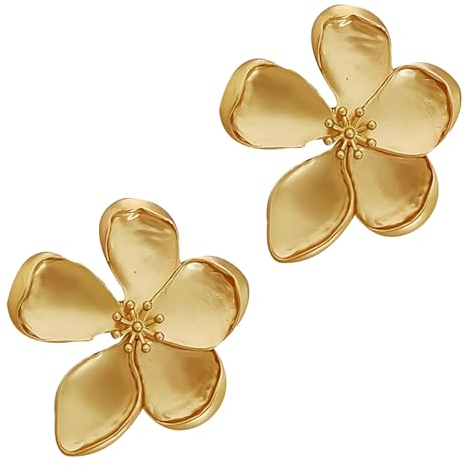 Große Blumen Ohrringe Gold Flower Earrings Blumenohrringe Ohrringe Blumen Ohrringe Gold Groß Statement Ohrringe Gold Blumen Geeignet für Besondere Geschenke für Frauen und Mädchen