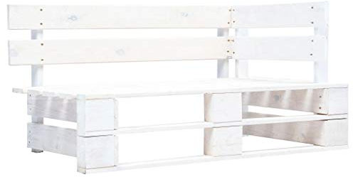 Homgoday Eckbank für den Garten auf Palette aus weißem Holz, Möbel Bank für Balkon, Gartenbank, robuste Bank für die Eingangsterrasse