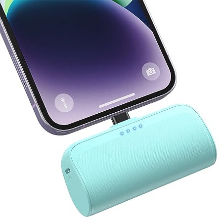 Batería Externa para iPhone, 5200mAh 18W PD Mini Power Bank con Doble Salida y Entrada de Carga Rápida Batería Portátil para iPhone 14/14 Pro Max/13/13 Pro Max/12 Pro/11/SE/XR/XS/X/8-Verde