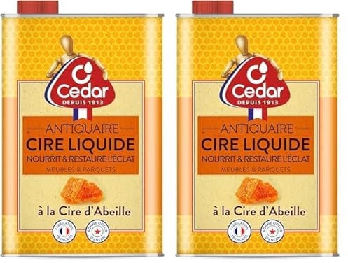 O'Cedar Cire Liquide Nourrissante - Cire d'Abeille Française - Entretien Meubles & Parquets Cirés en Bois - Nourrit et Protège, Brillance - Fabriqué En France - Bidon 700mL (Lot de 2)