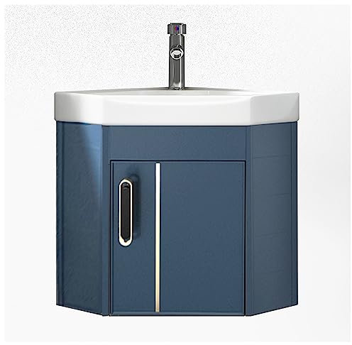 Petit lavabo suspendu au mur – Mini évier triangulaire en céramique blanc moderne pour meuble-lavabo – Petit lavabo portable pour salle d'eau et vestiaire – Évier mural