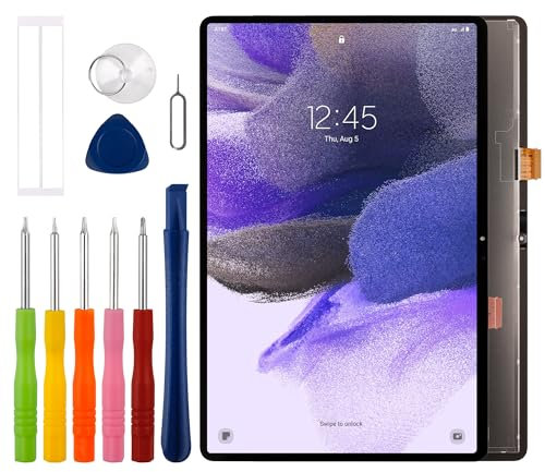 Duotipa Display LCD da 12,4, compatibile con Samsung Galaxy Tab S7 FE SM-T730, SM-T733, display LCD (nero, senza cornice), touch screen, montaggio con kit di strumenti di riparazione