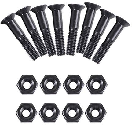 Courtieyeardceastea Skateboard-Schrauben mit Muttern, 25 mm, Schwarz, 8 Stück