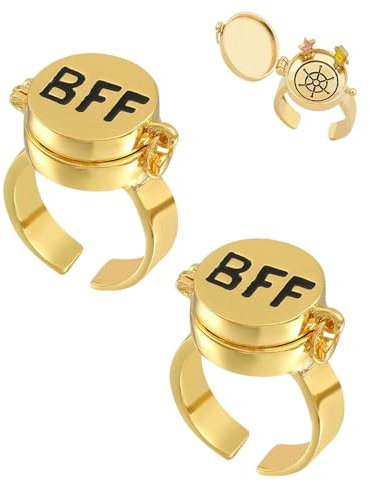 KGDUYC 2PC Beste Freunde für Immer Ring Süßes Einstellbar Offene Kappe Ring BFF Ring Ein Symbol für Beste Freundschaft Gedenkgeschenk für Besten Freund